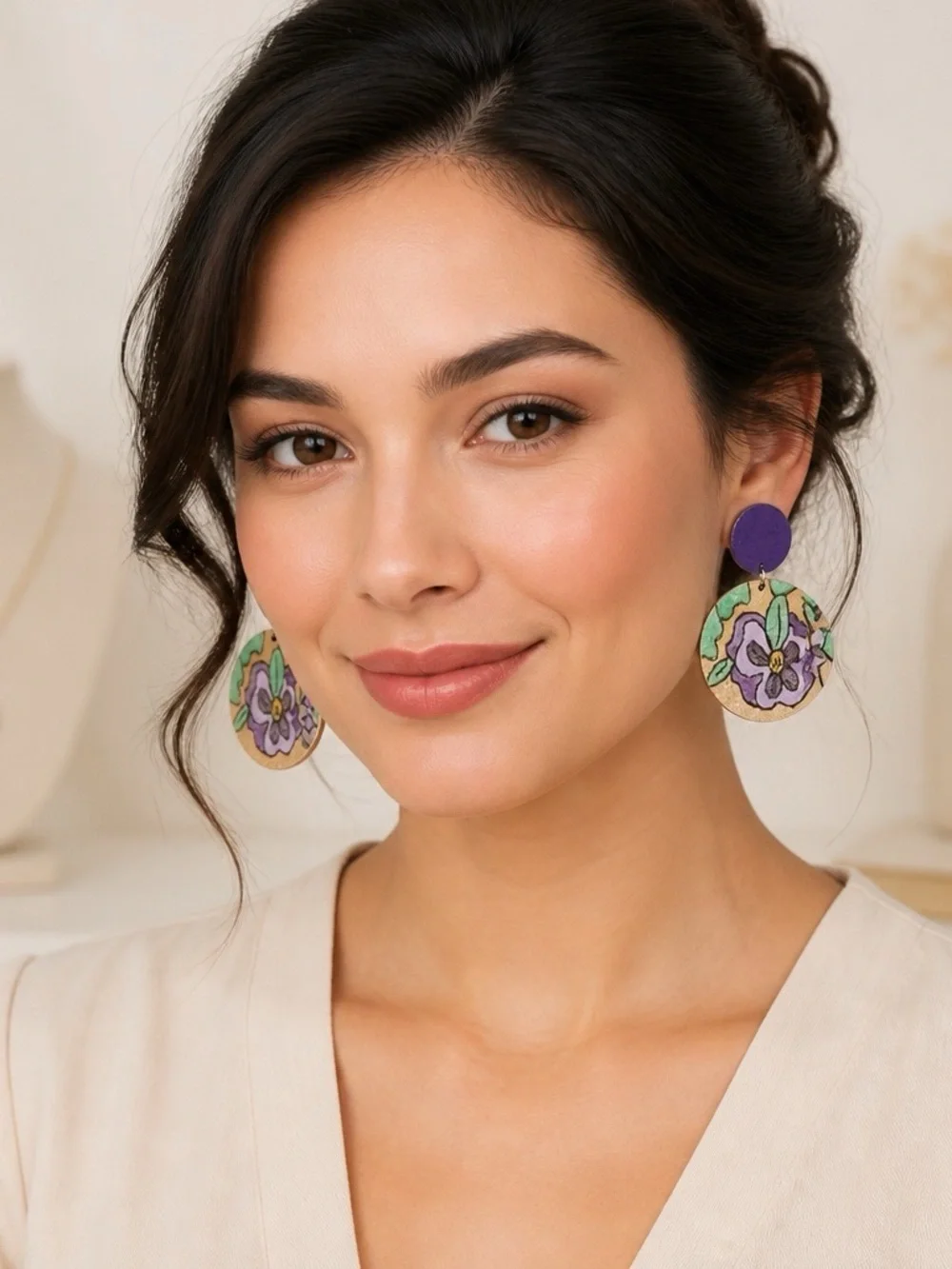 Chic Style Purple  & Teal Statement Drop Earrings
